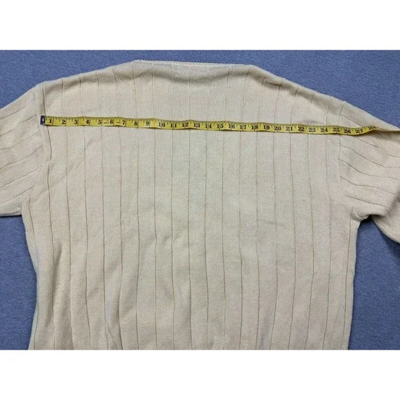 Pinnacle Embroidered Sweater Mens 2XL Yellow Golf Ribbed Cotton Knit Pullover - Picture 8 of 10